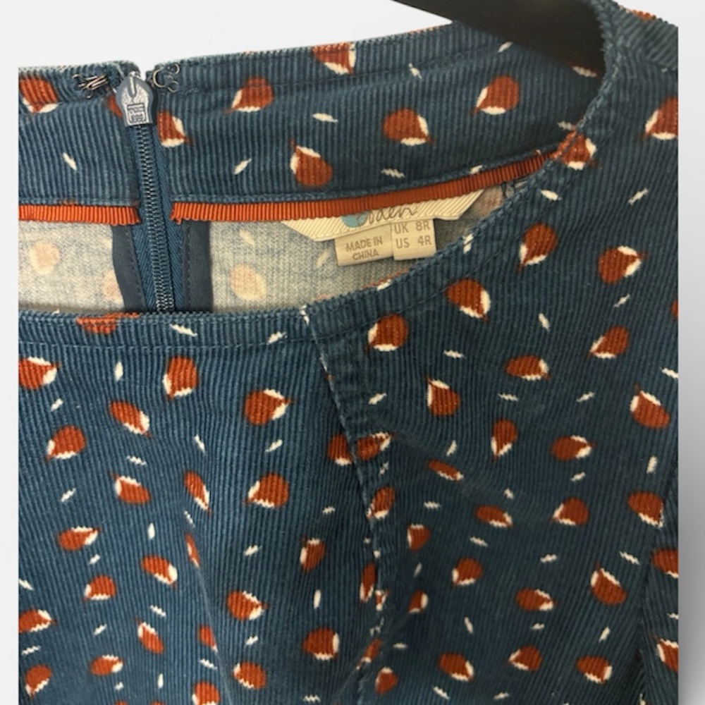 Boden Coraline corduroy dress in a teal size 4 - Picture 8 of 9